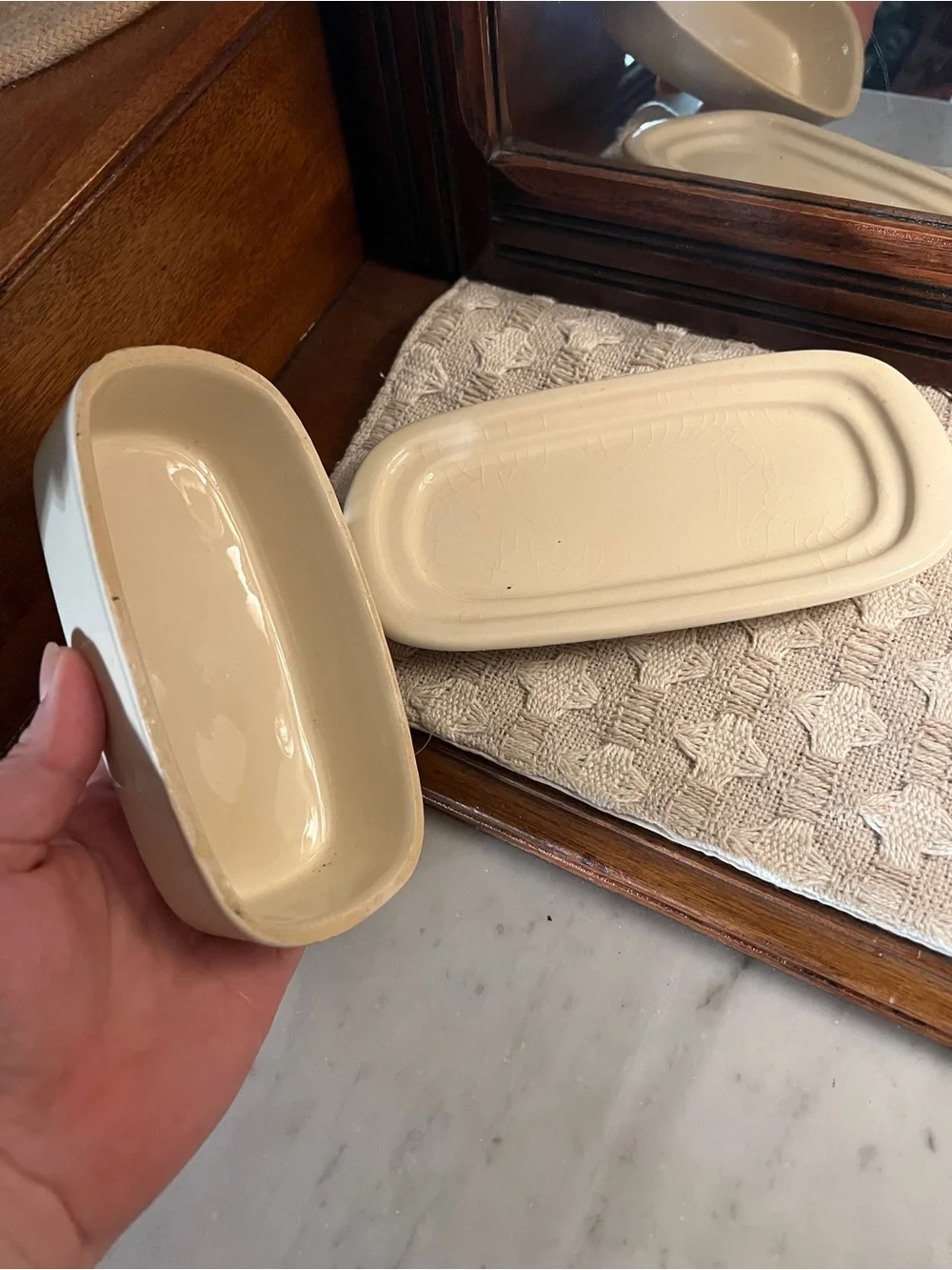 MCCOY Vintage MCM Stoneware Tabletop Set Butter Dish Salt & Pepper Sugar Bowl